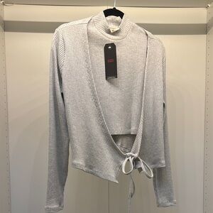 Levi's Gray Long Sleeve Wrap Blouse